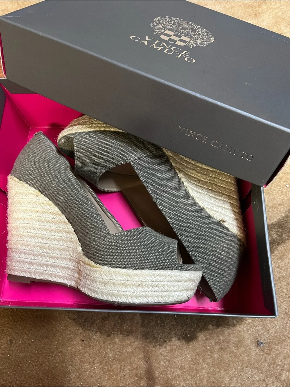 Vince Camuto Olive Espadrille Wedge Peep-Toe Sandals